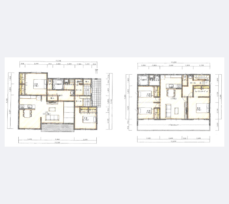 広めの24.5帖のリビングと18帖のリビングのある二世帯住宅